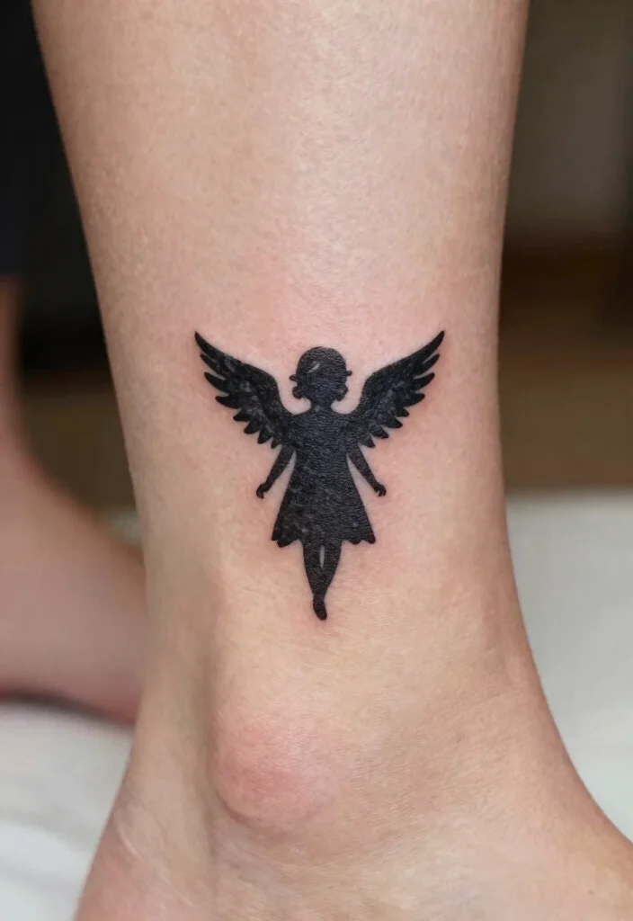 15 Baby Angel Tattoo Ideas Cute Innocent and Meaningful - 4. Tiny Angel Silhouette 1