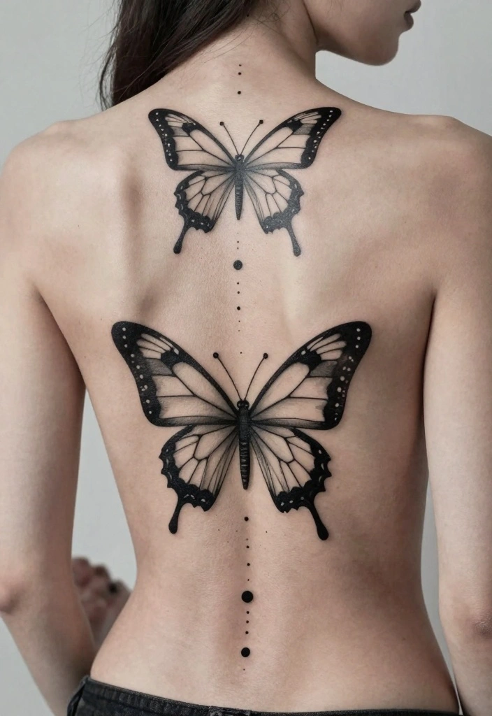 15 Butterfly Spine Tattoo Ideas: Delicate Vertical Designs - 3. Geometric Butterfly 1