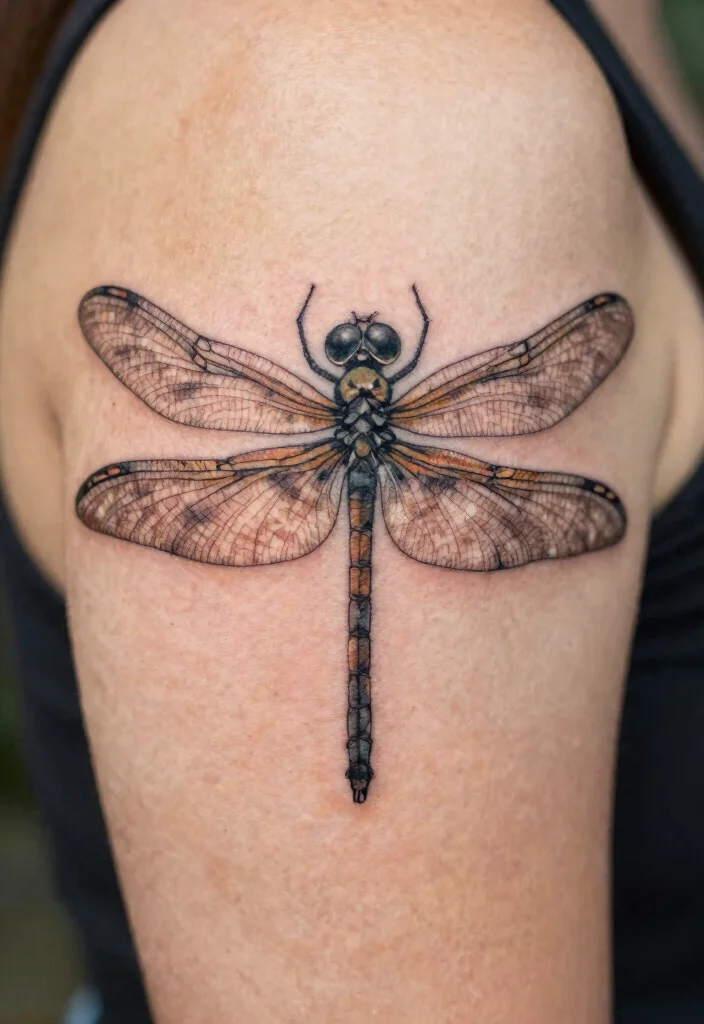 15 Dragonfly Tattoo Design Ideas: Light, Symbolic, and Delicate - 13. Vintage Style Dragonfly 1