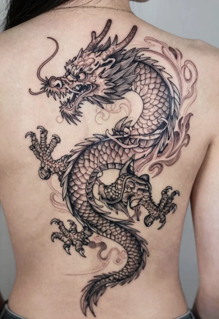 15 Fine Line Dragon Tattoo Ideas: Minimal, Elegant, and Modern - 10. Layered Dragon Design 1
