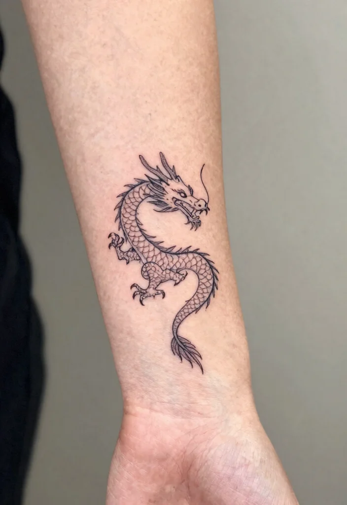 15 Fine Line Dragon Tattoo Ideas: Minimal, Elegant, and Modern - 6. Minimalist Dragon Silhouette 1