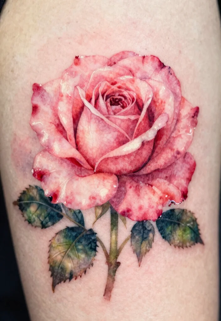 15 Flower Tattoo Drawings Ideas Creative and Inspiring - 1. Ethereal Rose Watercolor Tattoo 1