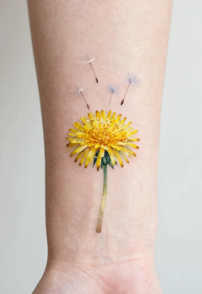 15 Flower Tattoo Drawings Ideas Creative and Inspiring - 6. Dandelion Dreams 1