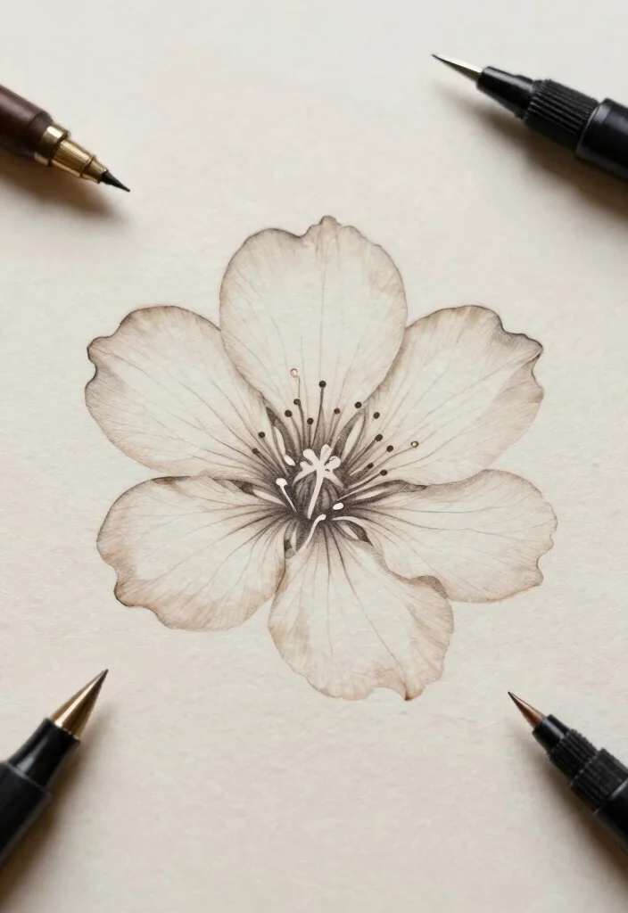 15 Flower Tattoo Stencil Ideas: Clean, Simple, and Creative - 7. Petal Silhouette 1