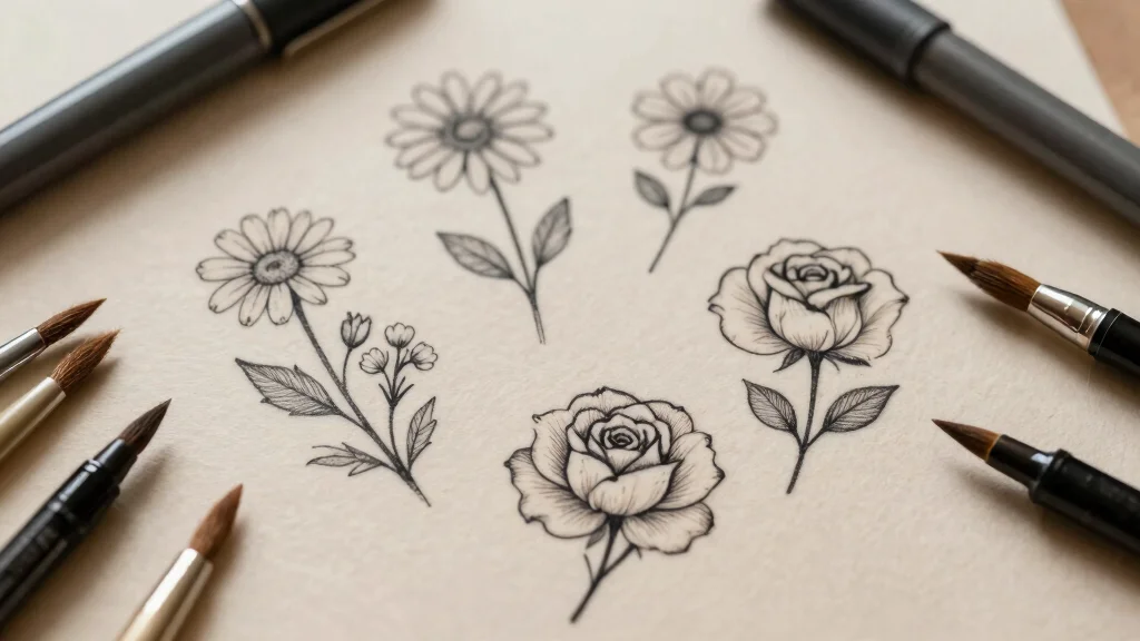 15 Flower Tattoo Stencil Ideas: Clean, Simple, and Creative