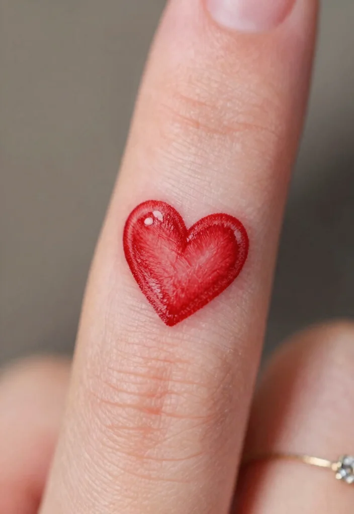 15 Heart Finger Tattoo Ideas: Minimal, Cute, and Personal - 2. Tiny Filled Heart 1
