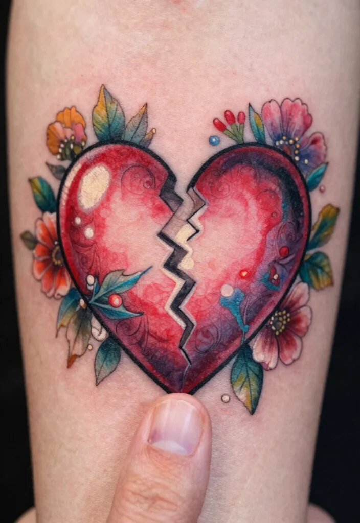 15 Heart Finger Tattoo Ideas: Minimal, Cute, and Personal - 5. Broken Heart with a Twist 1
