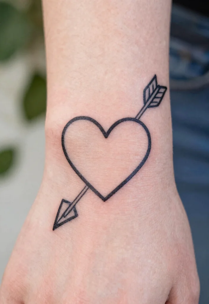 15 Heart Finger Tattoo Ideas: Minimal, Cute, and Personal - 9. Minimalist Heart with Arrow 1