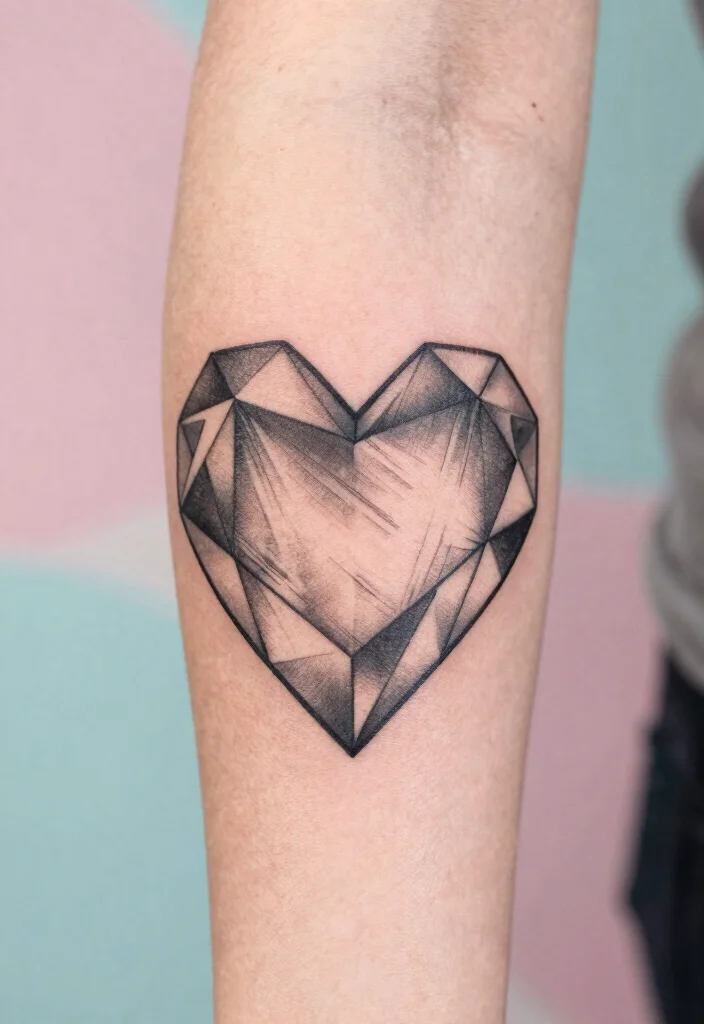 15 Mini Heart Tattoo Ideas Small, Sweet, and Timeless - 10. Geometric Heart 1