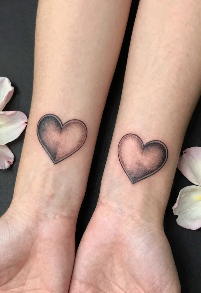 15 Mini Heart Tattoo Ideas Small, Sweet, and Timeless - 6. Two Half Hearts 1