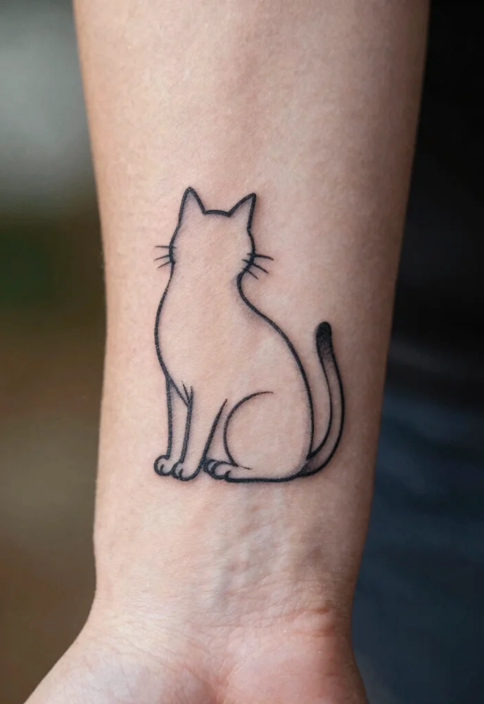 15 Minimalist Cat Tattoo Ideas: Simple, Clean, and Sweet - 1. Whimsical Cat Silhouette 1