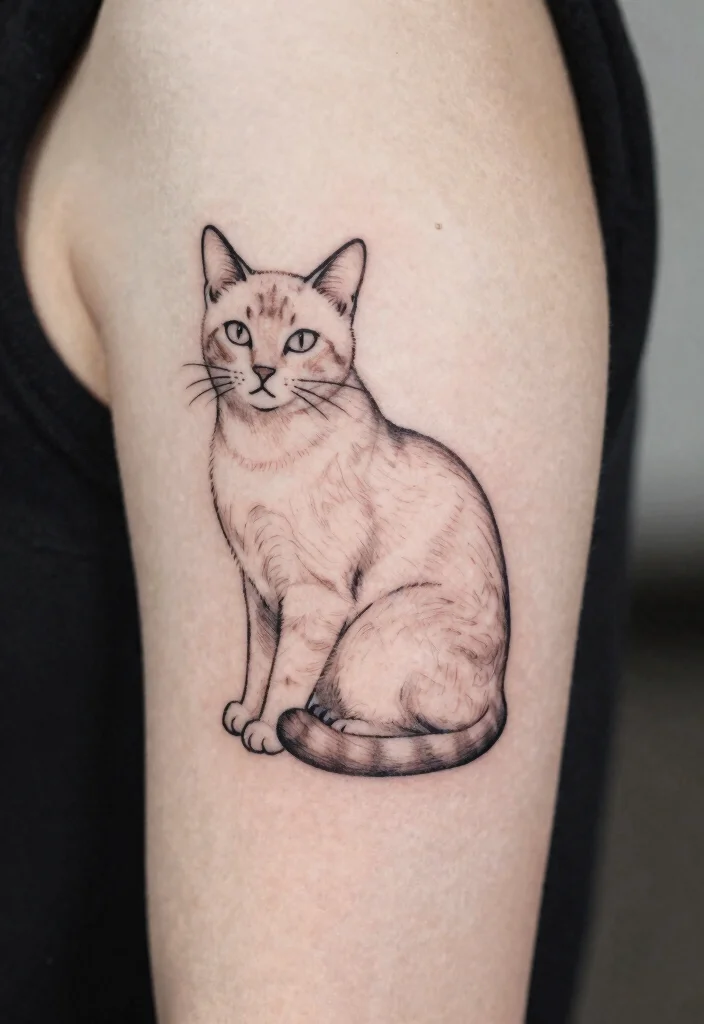 15 Minimalist Cat Tattoo Ideas: Simple, Clean, and Sweet - 11. Sitting Cat 1
