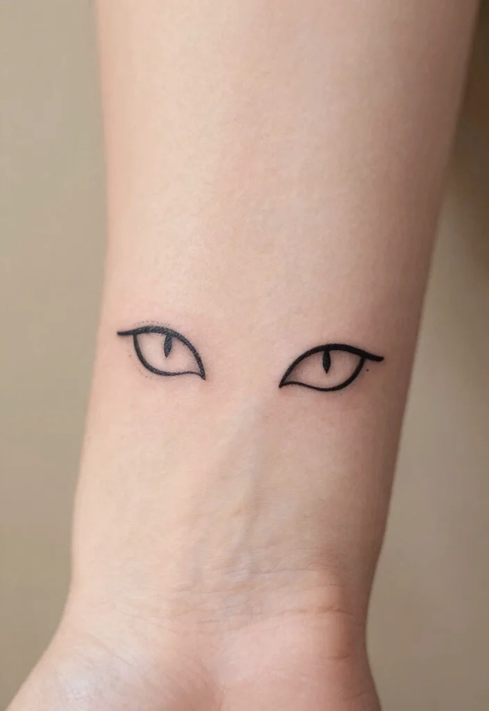 15 Minimalist Cat Tattoo Ideas: Simple, Clean, and Sweet - 4. Minimalist Cat Eyes 1