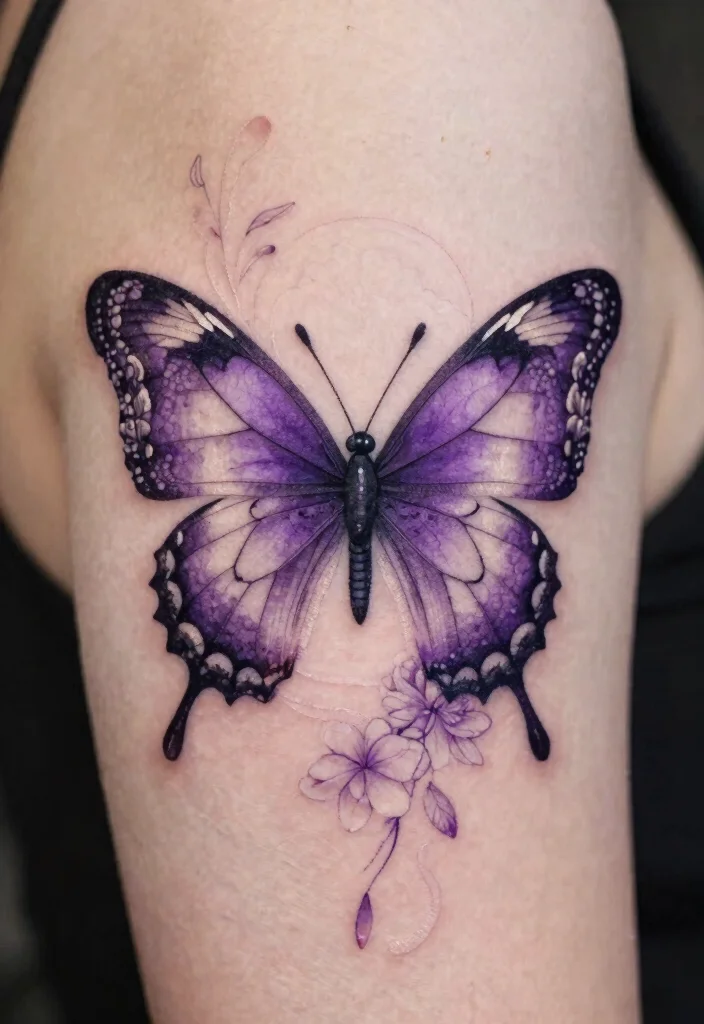 15 Purple Butterfly Tattoo Ideas: Magical, Feminine, and Unique - 13. Butterfly with Lace Details 1