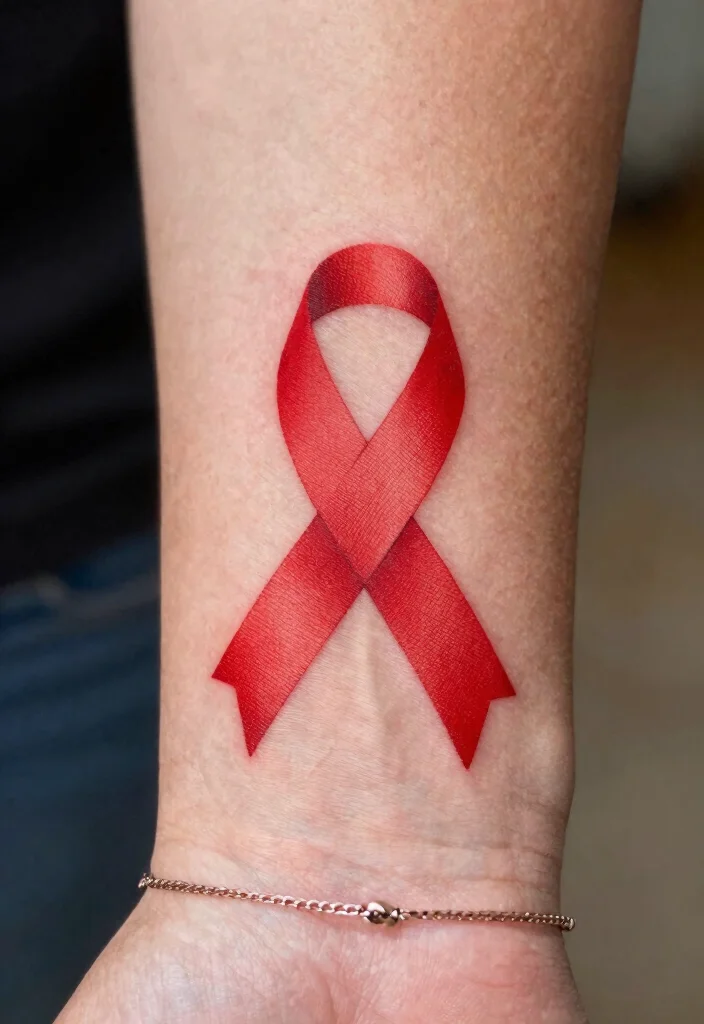 15 Red Ribbon Tattoo Ideas: Meaningful, Simple, and Elegant - 1. Classic Red Ribbon 1