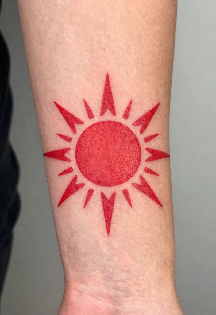 15 Red Sun Tattoo Ideas: Powerful, Minimal, and Symbolic - 5. Geometric Sun Tattoos 1