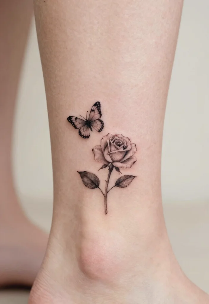 15 Rose und Schmetterling Tattoo Ideen Zart und Symbolisch - 8. Kompakte Tattoo-Designs 1