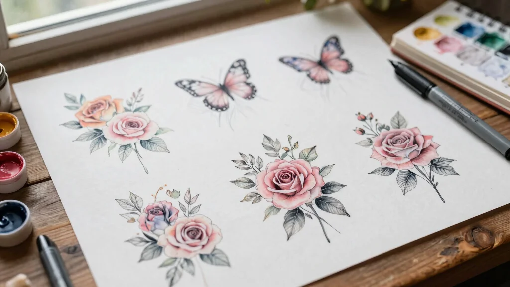 15 Rose und Schmetterling Tattoo Ideen Zart und Symbolisch