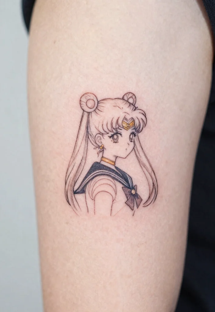 15 Sailor Moon Tattoo Ideas Inspired by Sailor Moon - 14. Miniature Sailor Moon Character 1