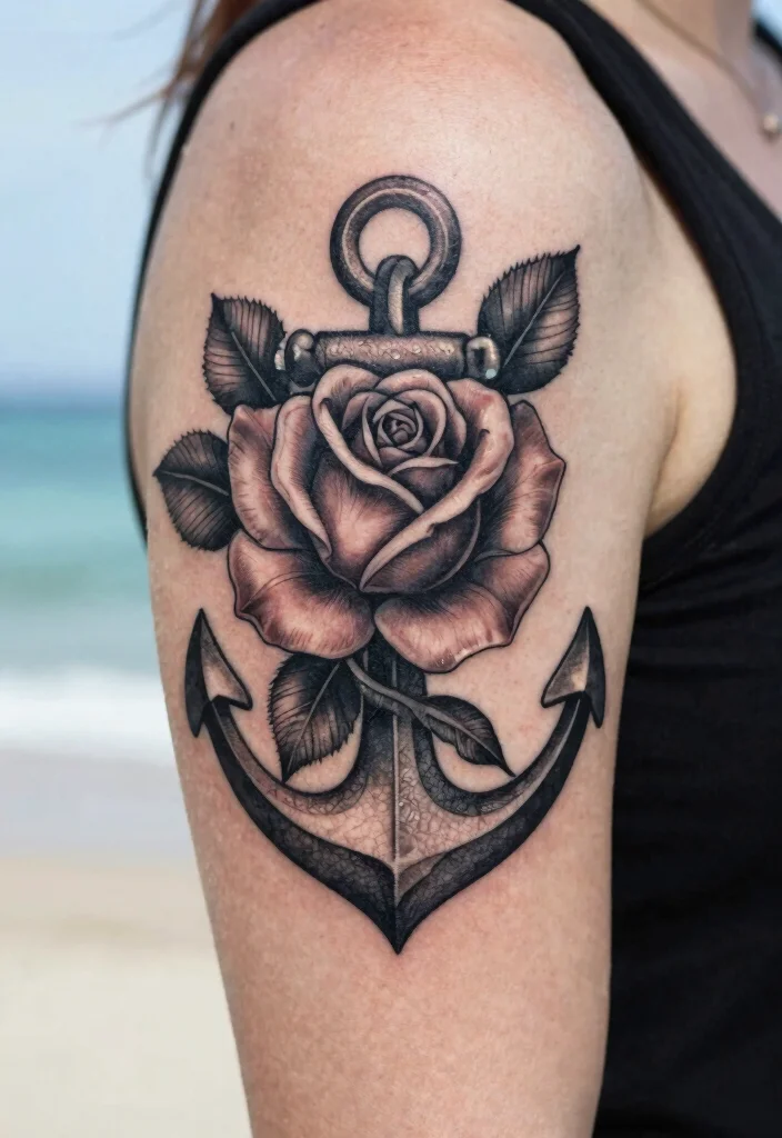 15 Small Rose Tattoo Ideas: Minimal, Romantic, and Timeless - 10. Rose with an Anchor 1