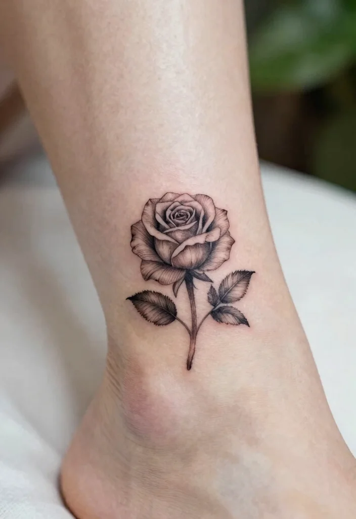 15 Small Rose Tattoo Ideas: Minimal, Romantic, and Timeless - 2. Tiny Rose with Leaves 1