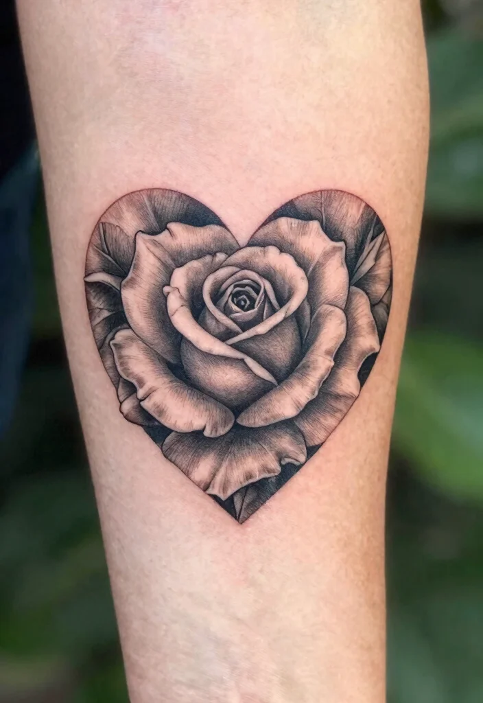 15 Small Rose Tattoo Ideas: Minimal, Romantic, and Timeless - 3. Heart-Shaped Rose 1
