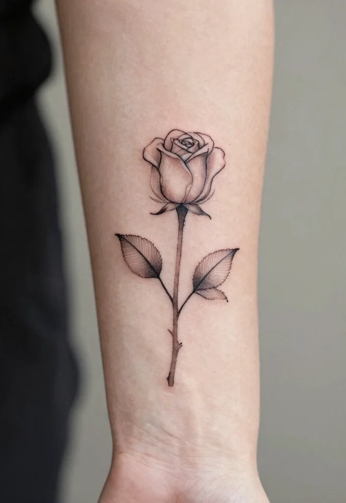 15 Small Rose Tattoo Ideas: Minimal, Romantic, and Timeless - 5. Minimalist Rose Stem 1
