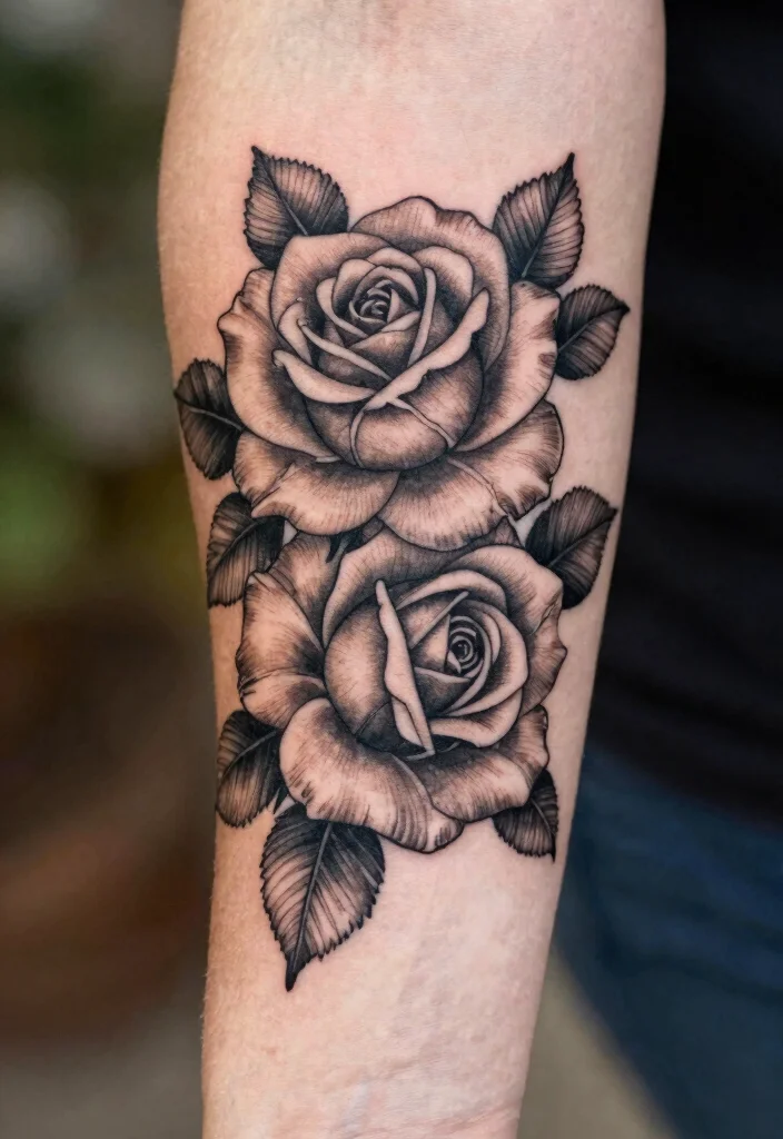 15 Small Rose Tattoo Ideas: Minimal, Romantic, and Timeless - 6. Double Rose Design 1