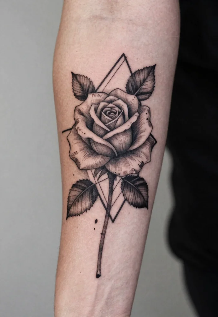 15 Small Rose Tattoo Ideas: Minimal, Romantic, and Timeless - 9. Geometric Rose Design 1