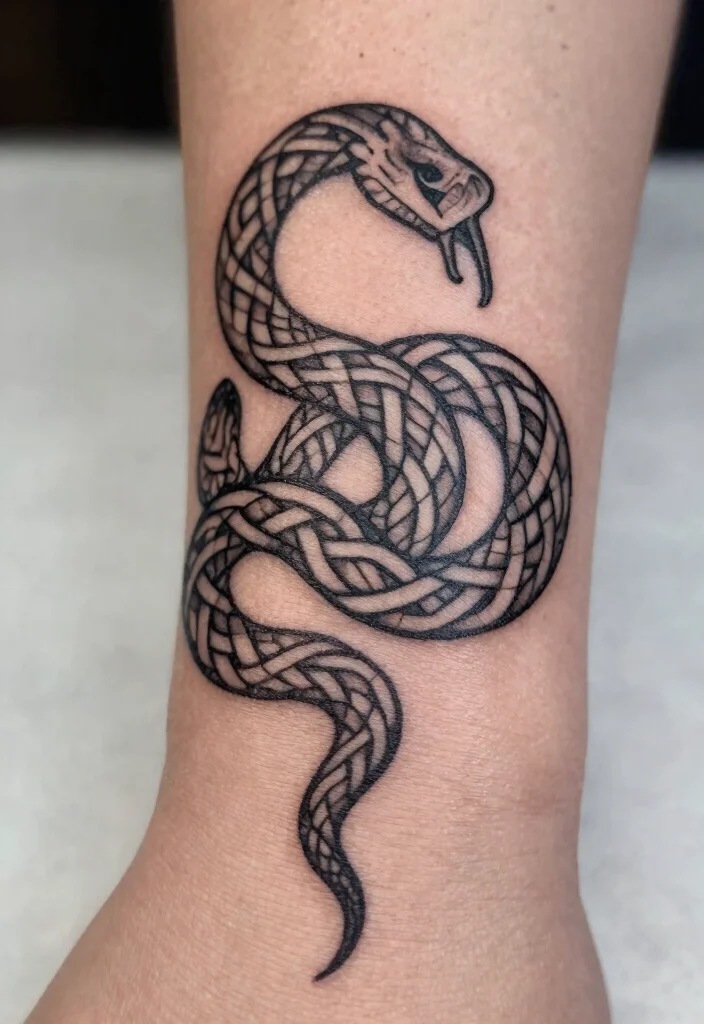 15 Snake Finger Tattoo Ideas: Small, Bold, and Striking - 12. The Celtic Snake 1