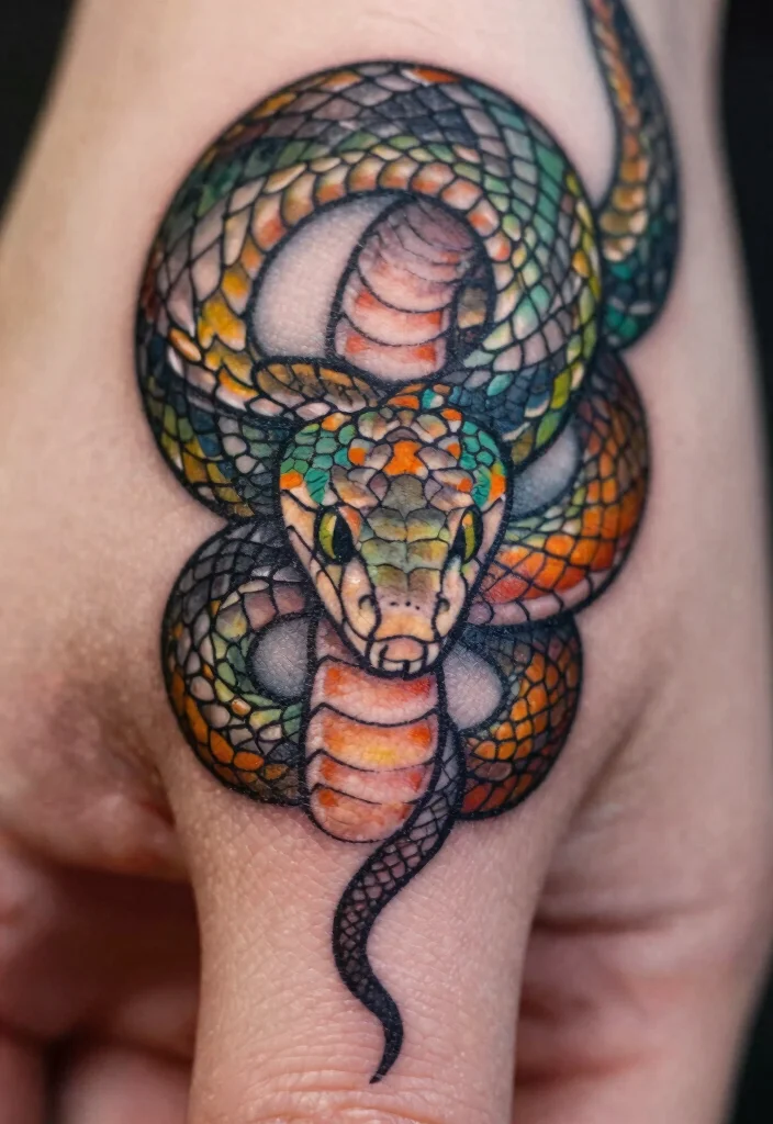 15 Snake Finger Tattoo Ideas: Small, Bold, and Striking - 8. The Intricate Wrap 1
