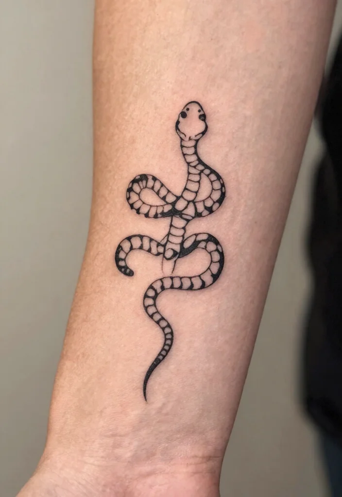 15 Snake Skeleton Tattoo Ideas: Dark, Edgy, and Unique - 4. Minimalist Snake Skeleton 1