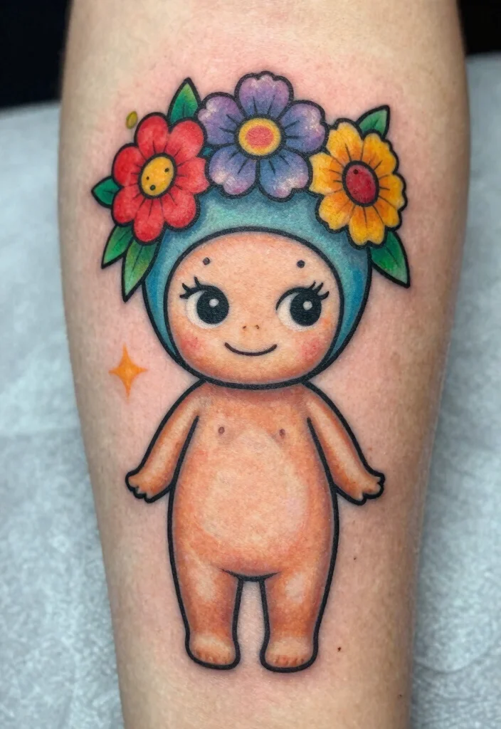 15 Sonny Angel Tattoo Ideas Cute Playful and Trendy - 10. Sonic Angel with a Flower Crown 1