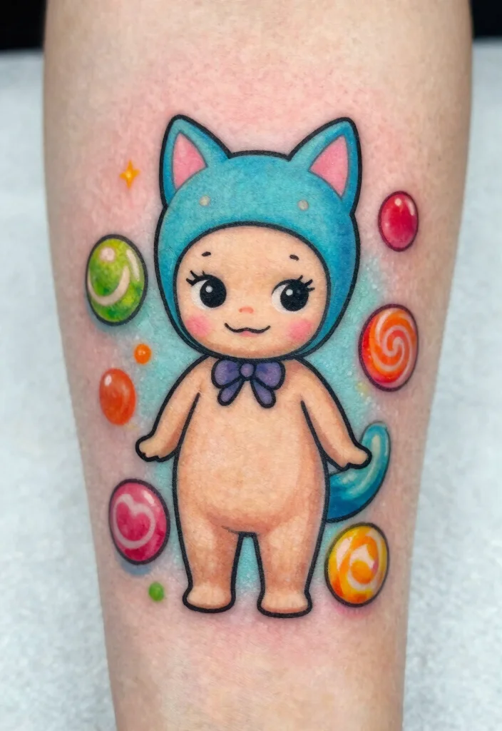 15 Sonny Angel Tattoo Ideas Cute Playful and Trendy - 14. Sonny Angel with a Candy Theme 1