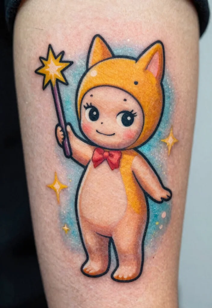 15 Sonny Angel Tattoo Ideas Cute Playful and Trendy - 15. Sonny Angel with a Magical Wand 1