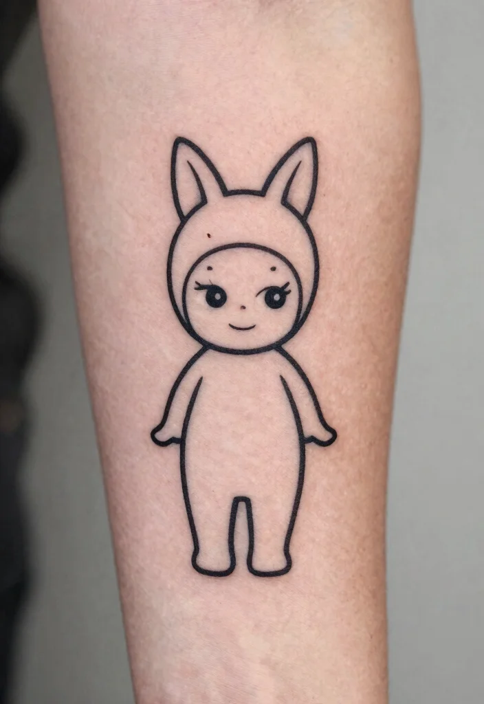 15 Sonny Angel Tattoo Ideas Cute Playful and Trendy - 3. Minimalist Sonny Angel Outline 1