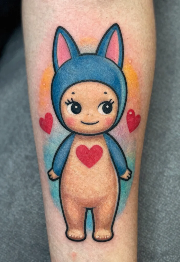 15 Sonny Angel Tattoo Ideas Cute Playful and Trendy - 5. Sonny Angel with a Heart 1