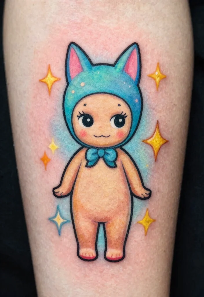 15 Sonny Angel Tattoo Ideas Cute Playful and Trendy - 6. Sonny Angel with Stars 1