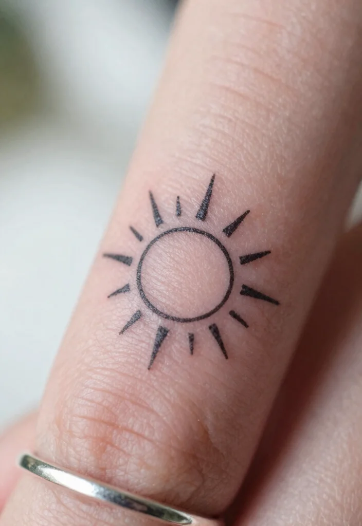 15 Sun Finger Tattoo Ideas: Tiny, Minimal, and Meaningful - 1. Simple Sun Outline 1