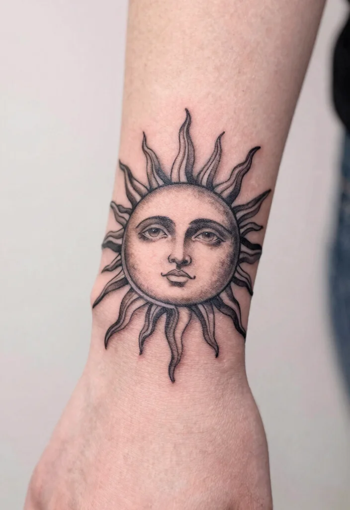 15 Sun Finger Tattoo Ideas: Tiny, Minimal, and Meaningful - 2. Half-Sun Design 1