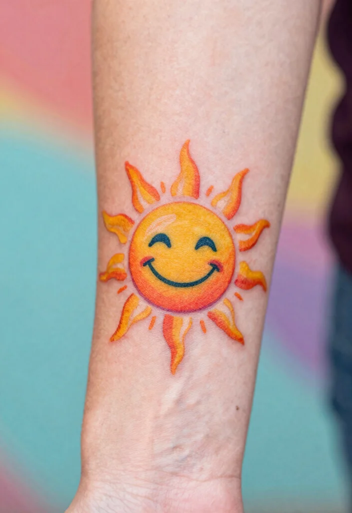 15 Sun Finger Tattoo Ideas: Tiny, Minimal, and Meaningful - 3. Sun with a Face 1