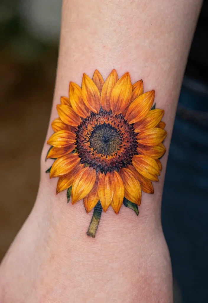15 Sun Finger Tattoo Ideas: Tiny, Minimal, and Meaningful - 9. Sunflower Tattoo 1