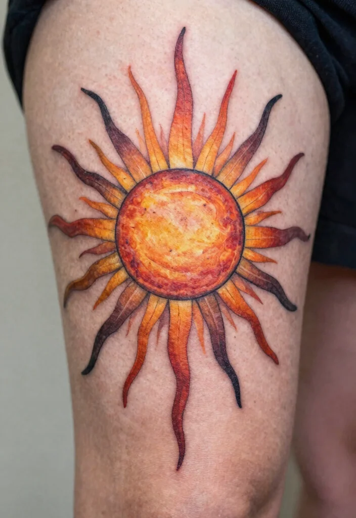 15 Sun Rays Tattoo Design Ideas Clean Radiant and Powerful - 14. Layered Sunbeams 1