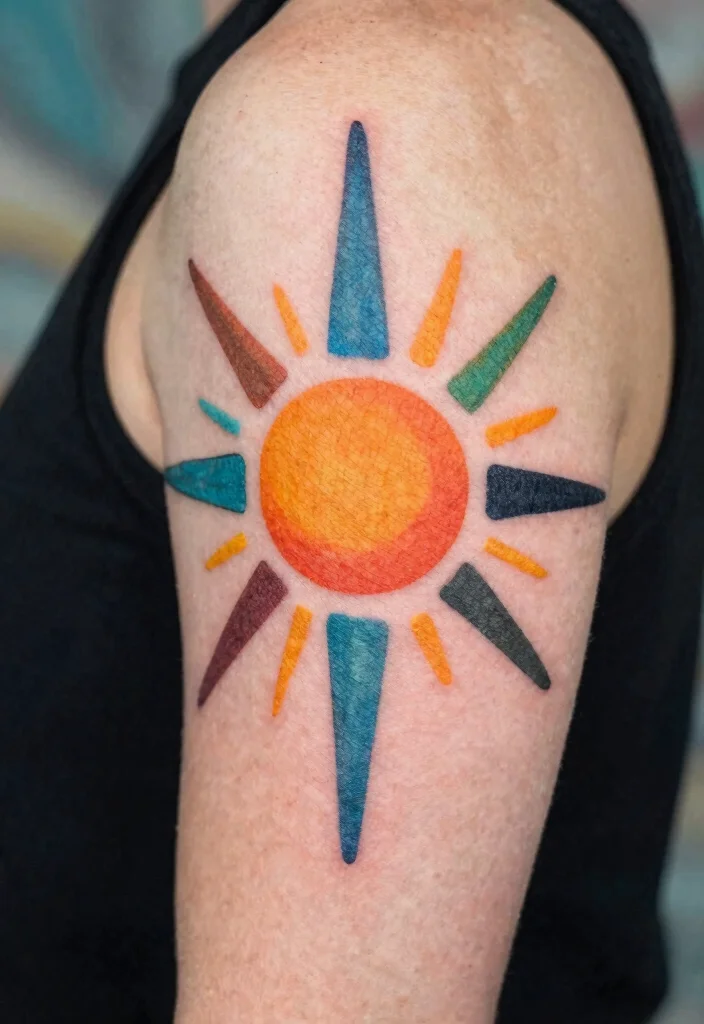 15 Sun Rays Tattoo Design Ideas Clean Radiant and Powerful - 15. Abstract Sun Rays 1