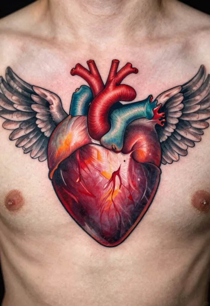 16 Angel Wings Tattoo Ideas: Powerful, Spiritual, and Timeless - 11. Winged Heart 1