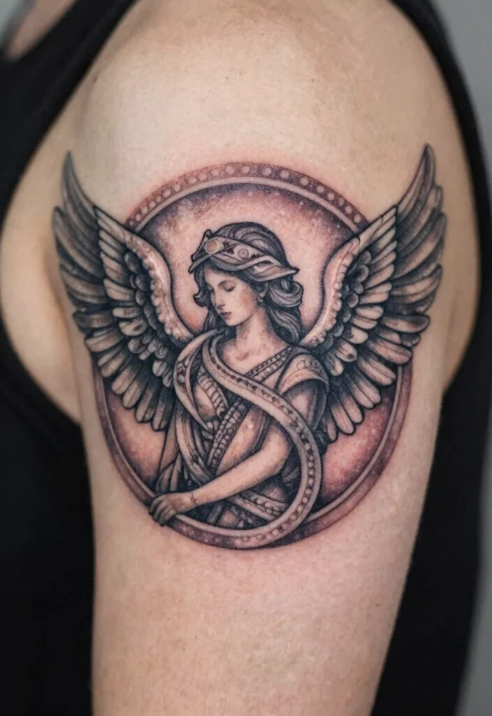 16 Angel Wings Tattoo Ideas: Powerful, Spiritual, and Timeless - 13. Circular Wings 1