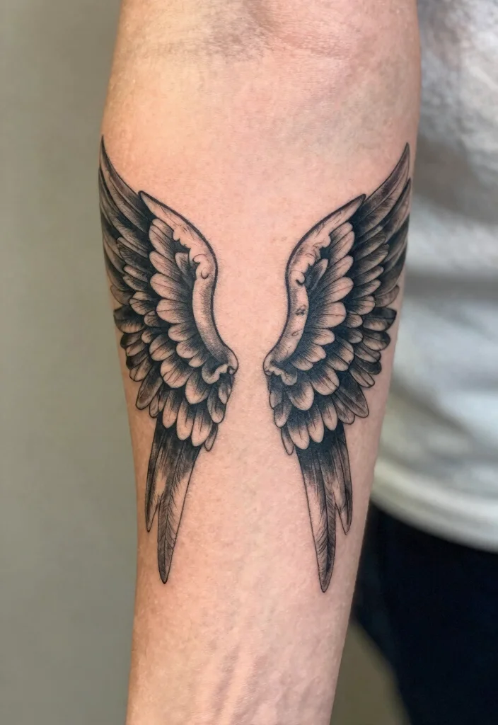 16 Angel Wings Tattoo Ideas: Powerful, Spiritual, and Timeless - 14. Negative Space Wings 1