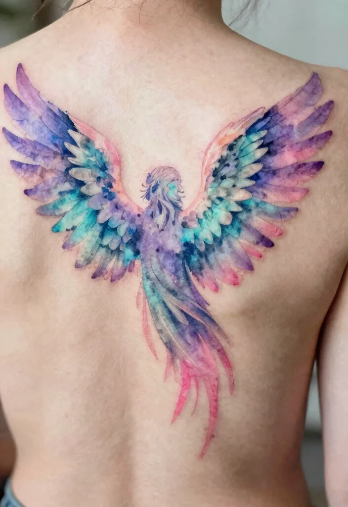 16 Angel Wings Tattoo Ideas: Powerful, Spiritual, and Timeless - 2. Watercolor Wings 1