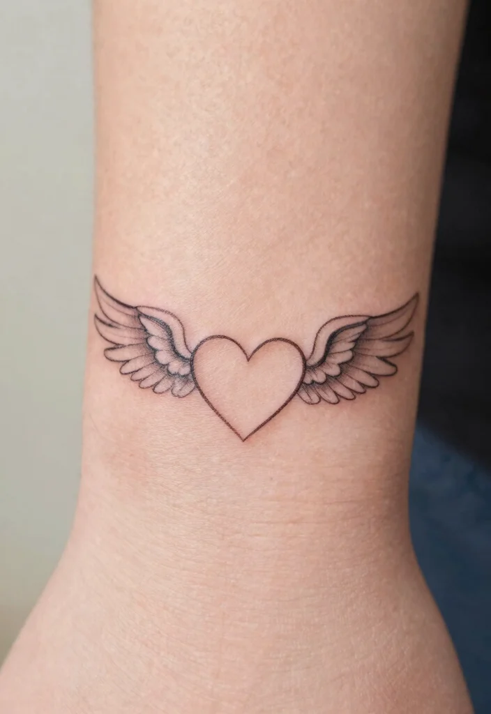 16 Angel Wings Tattoo Ideas: Powerful, Spiritual, and Timeless - 8. Minimalist Heart Wings 1