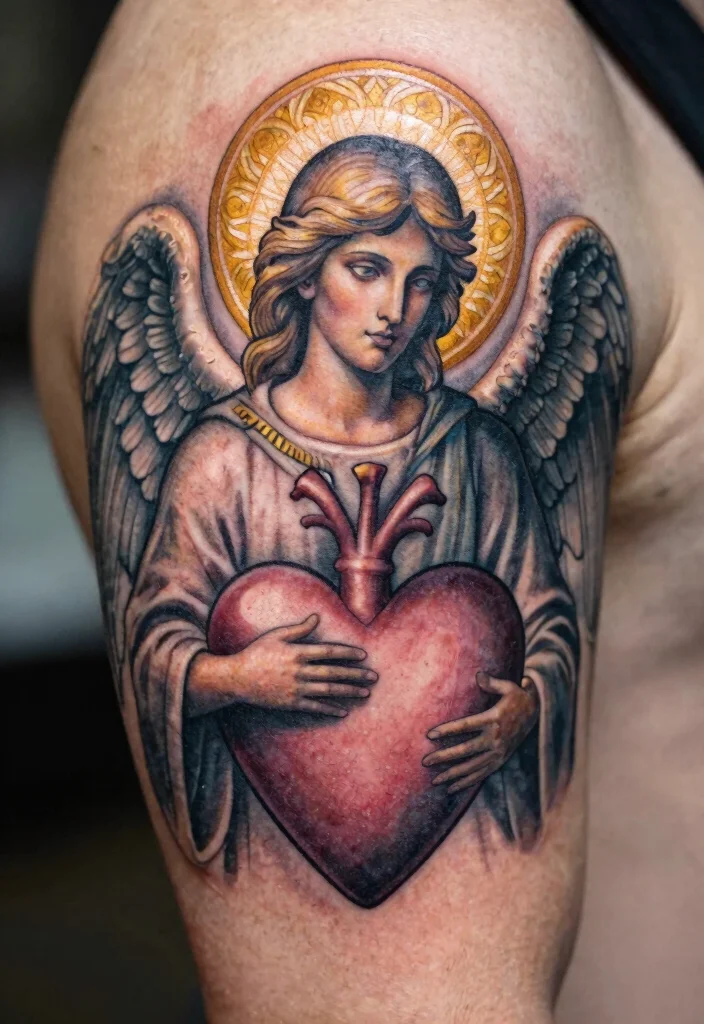 16 Arch Angel Michael Tattoo Ideas: Fierce, Protective, and Legendary - 12. Arch Angel Michael with Halo 1